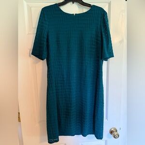 London Times Blue Ribbed Sheath Mini Dress for Work